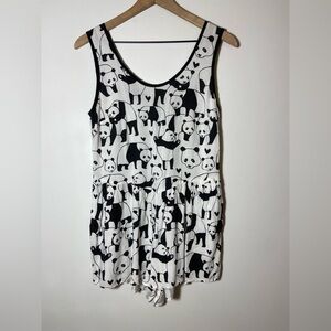 Nooworks Panda Print Romper ShortsBlank White Rare USA Made Size Small